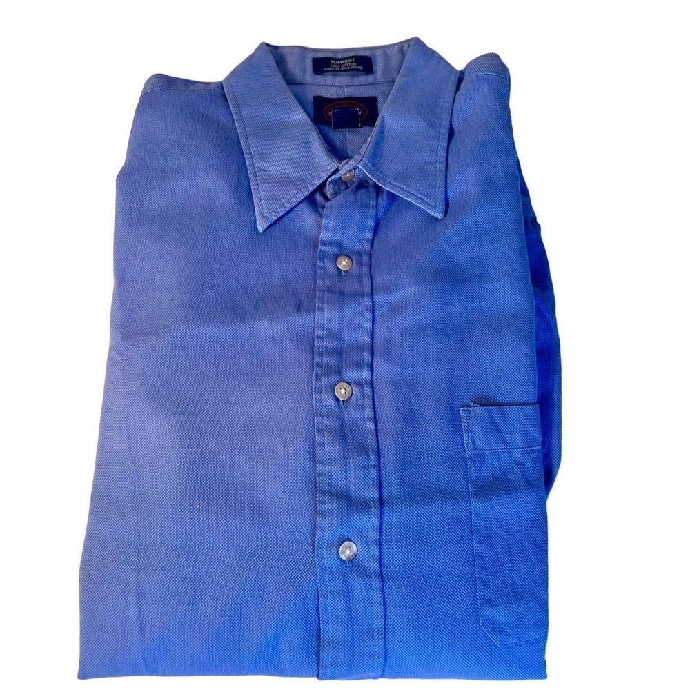 Allen Solly Men's Dress Shirt Size 15.5 32-33 Blue Cotton Somerset